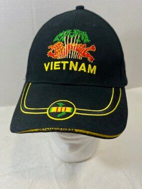 VTG Vietnam Veteran Cotton Embroidered Red Dragon Palm Trees Ribbon BaseballCap